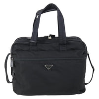 Prada Porta Computer Briefcase Tessuto And Saffiano Leather Black Nylon Briefcase Bag (Authentic Pre-Loved)