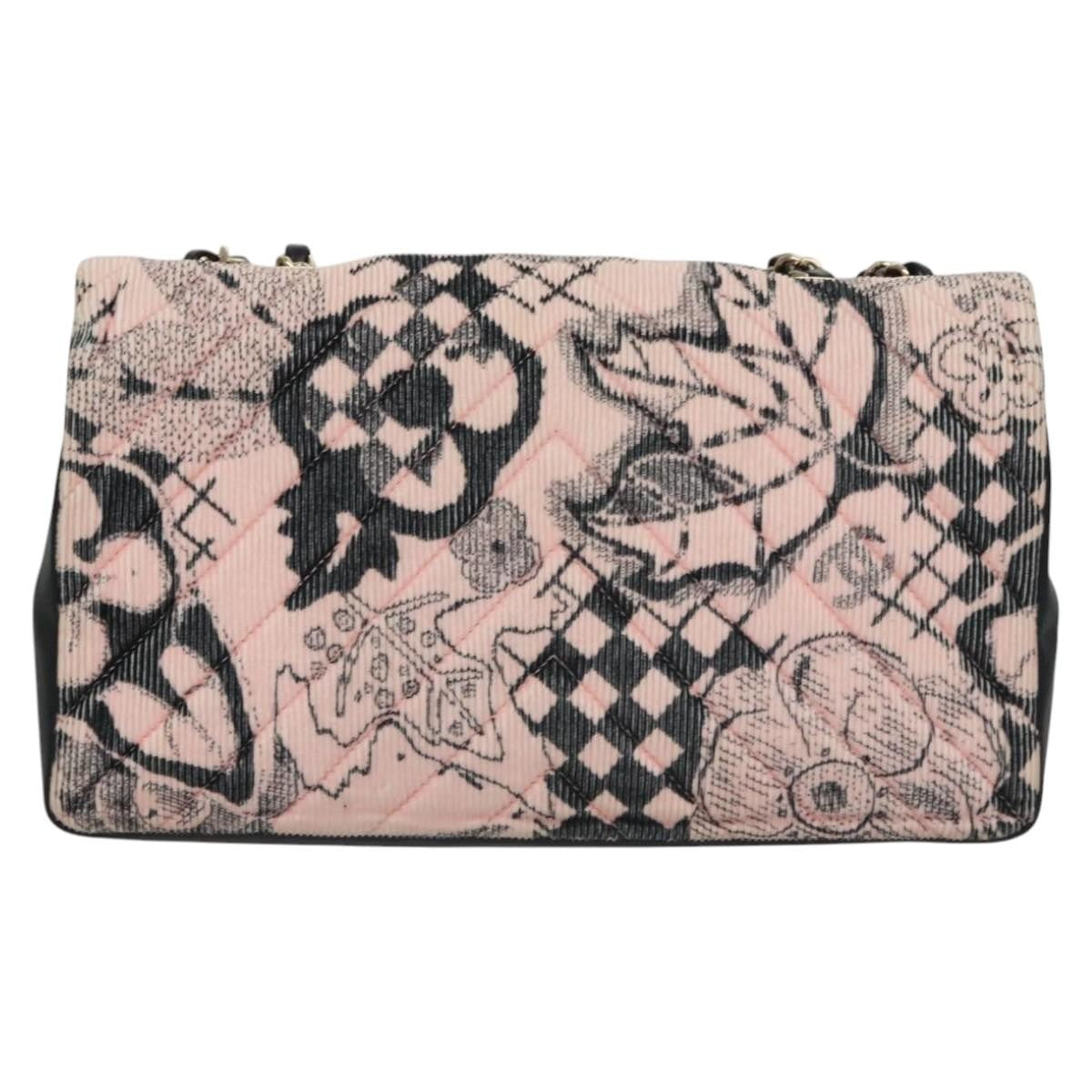 Chanel Flap Shoulder Bag Canvas Pink Cotton Shoulder Bag Bag (Authentic Pre-Loved)