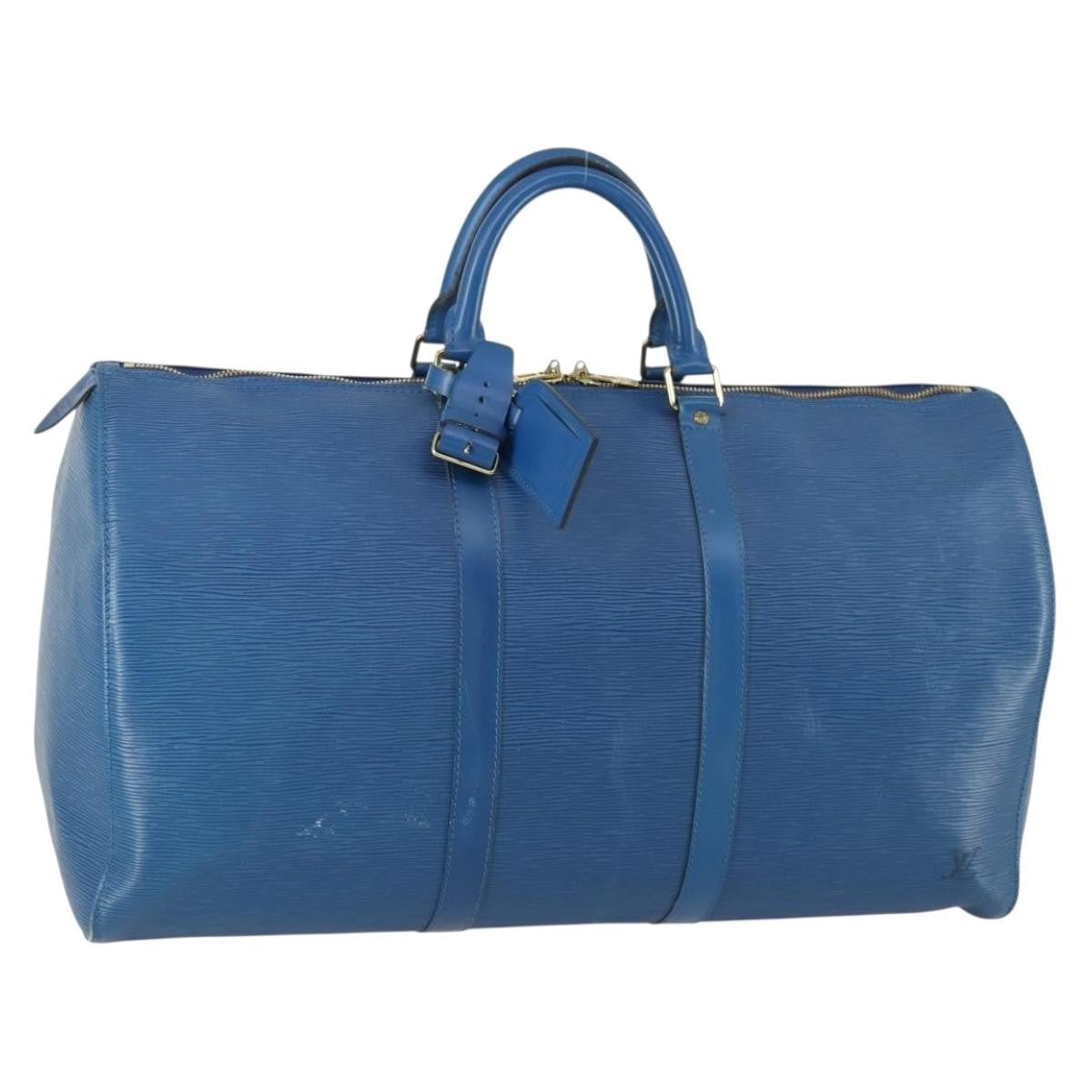Louis Vuitton Keepall Bag Epi Leather Blue Leather Travel Bag Bag (Pre-Loved)