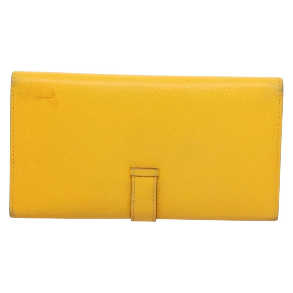 Hermes Bearn Wallet Epsom Yellow Leather Wallets Accessory (Pre-Loved)