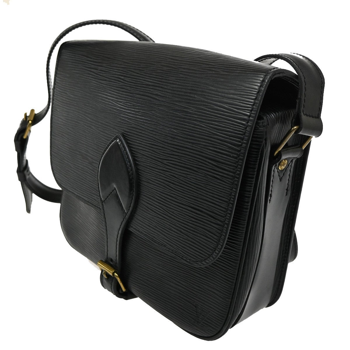 Louis Vuitton Cartouchiere Handbag Epi Leather Black Leather Shoulder Bag Bag (Authentic Pre-Loved)