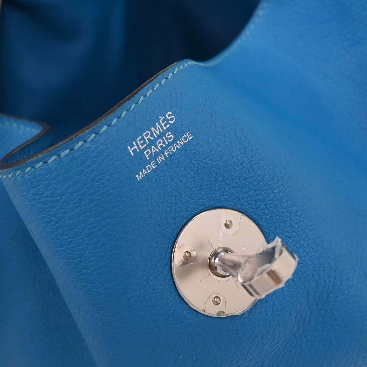 Hermes Hermes Lindy Bag Evercolor Blue Leather Shoulder Bag Bag (Authentic Pre-Loved)