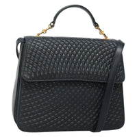 Bally Vintage Handbag Quilted Leather Navy Leather Handbag (Authentic Pre-Loved)