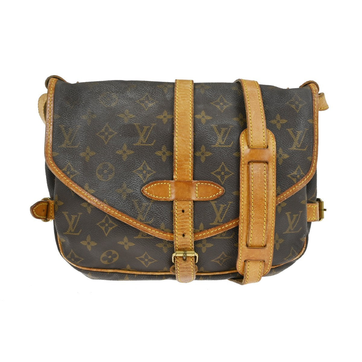 Louis Vuitton Saumur Handbag Monogram Canvas Brown Canvas Shoulder Bag Bag (Pre-Loved)