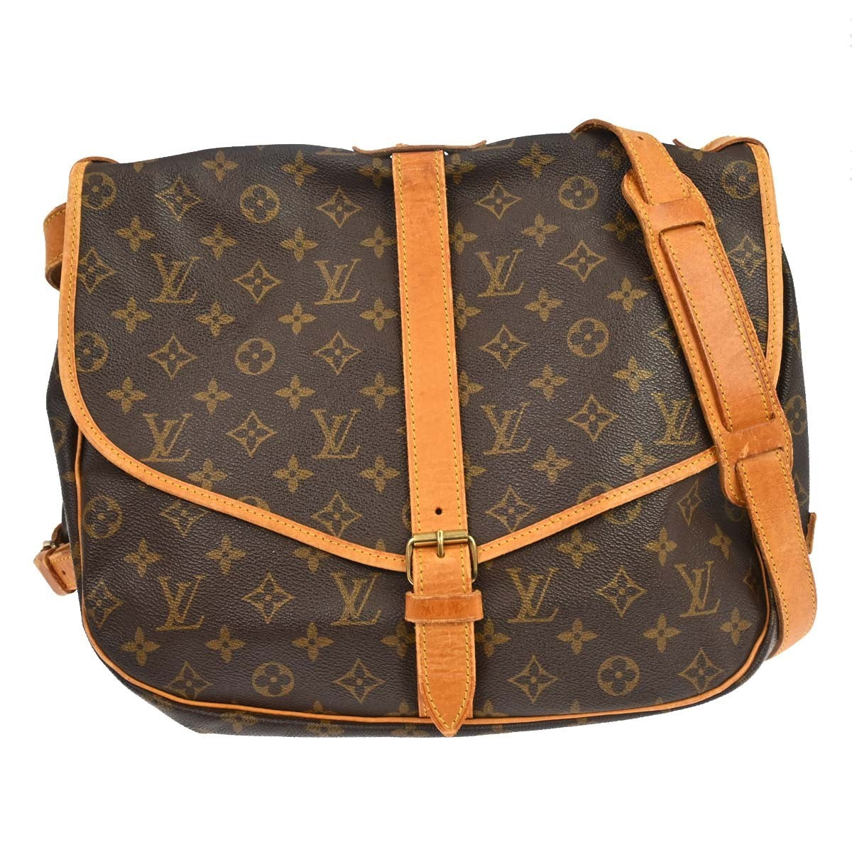 Louis Vuitton Saumur Handbag Monogram Canvas Brown Canvas Shoulder Bag Bag (Pre-Loved)