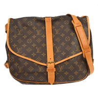 Louis Vuitton Saumur Handbag Monogram Canvas Brown Canvas Shoulder Bag Bag (Pre-Loved)