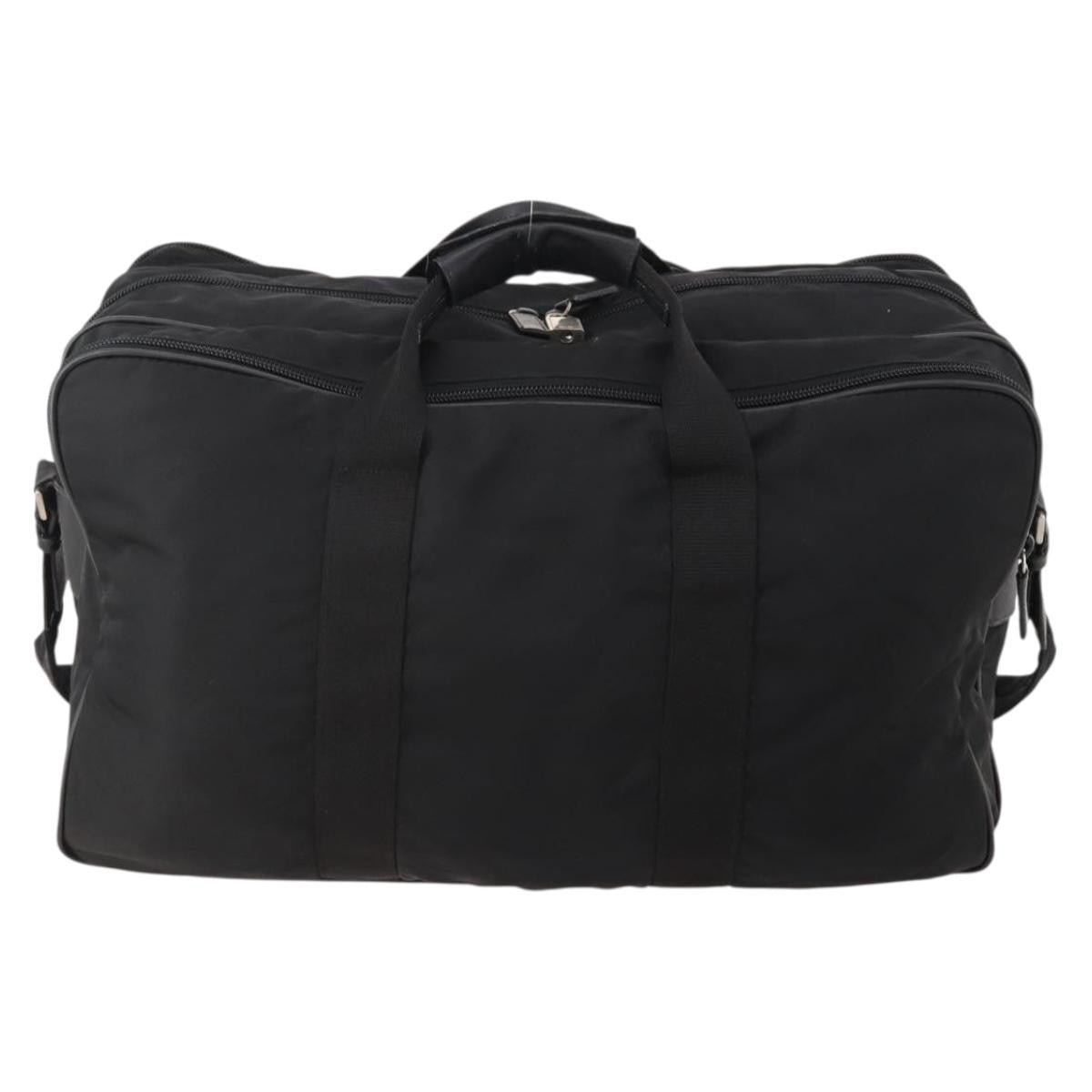 Prada Vintage Boston Bag Nylon Black Nylon Travel Bag Bag (Authentic Pre-Loved)