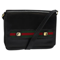 Gucci Sherry Line Shoulder Bag Leather Black Leather Shoulder Bag Bag (Authentic Pre-Loved)
