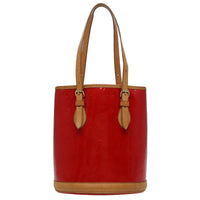 Louis Vuitton Bucket Bag Monogram Vernis Red Patent_Leather Shoulder Bag Bag (Authentic Pre-Loved)
