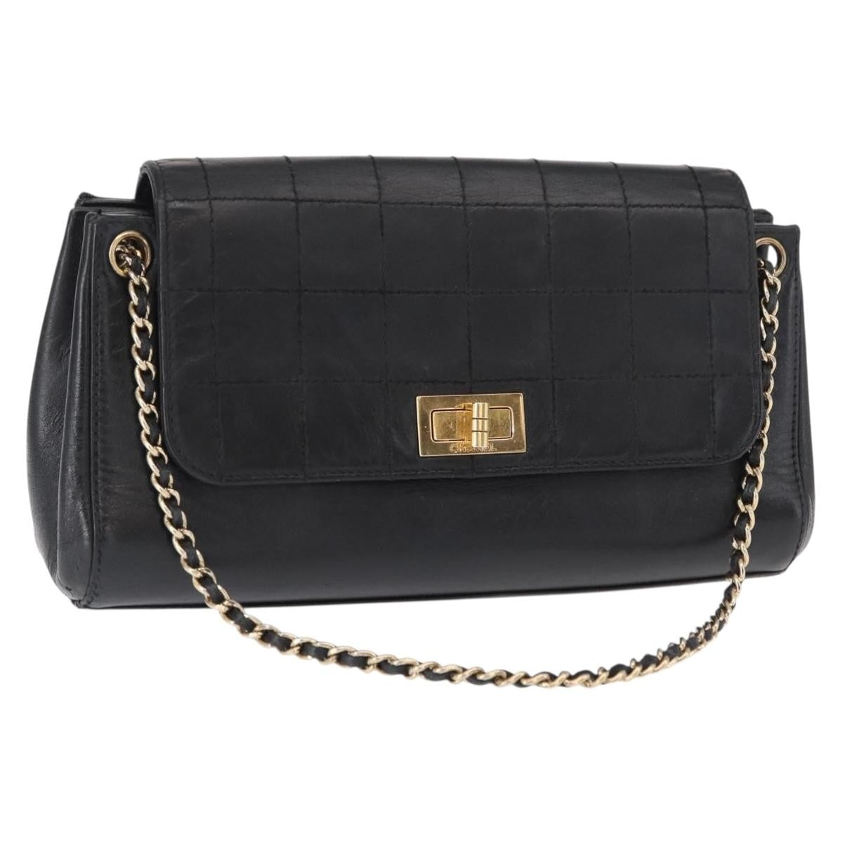 Chanel Chocolate Bar Accordion Reissue Flap Bag Quilted Lambskin Black Leather Shoulder Bag Bag (Authentic Pre-Loved)