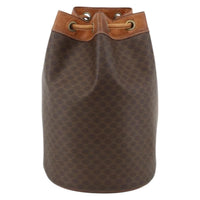 Celine Vintage Macadam Backpack Canvas And Leather Brown Canvas Backpack Bag (Pre-Loved)