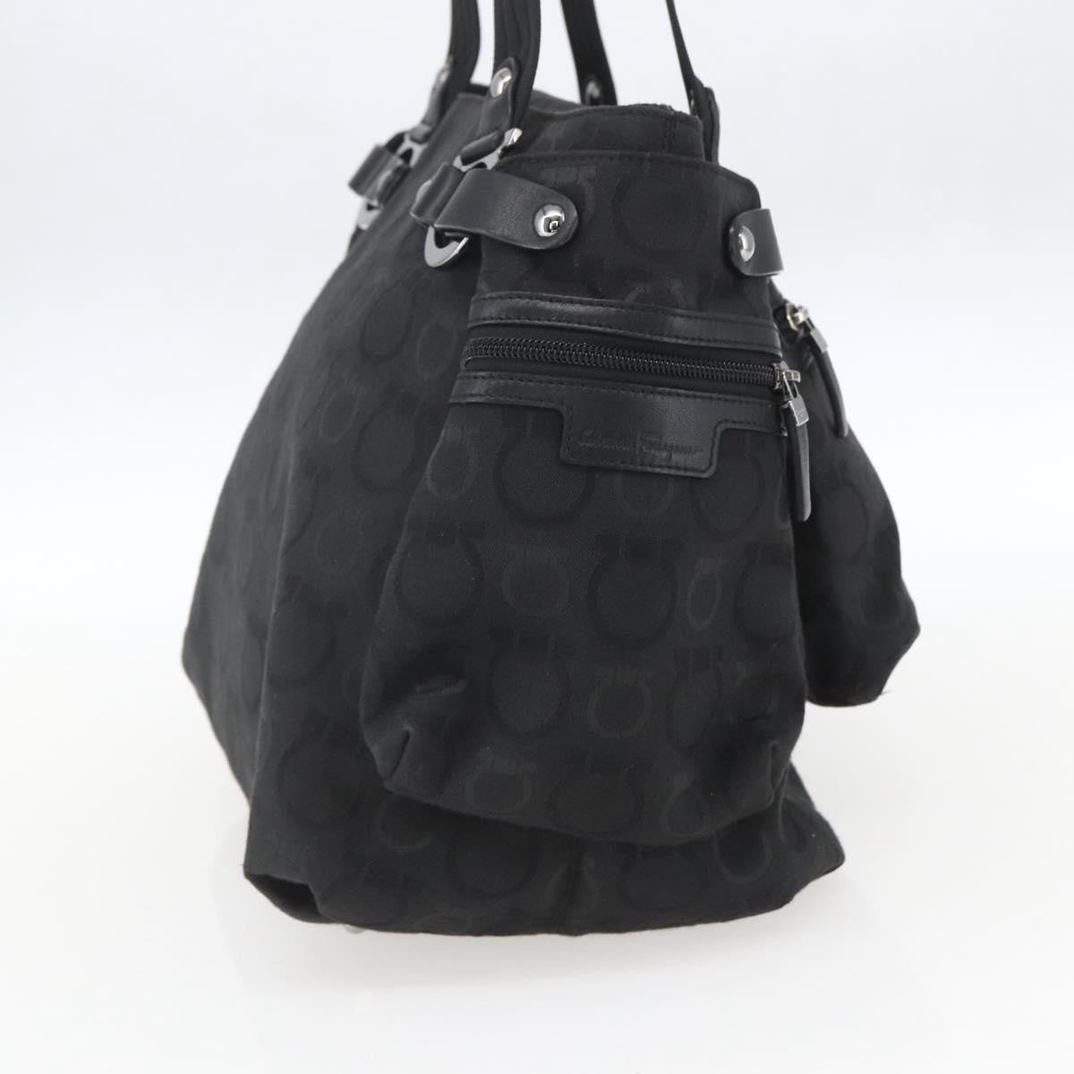 Salvatore Ferragamo Gancini Tote Nylon Black Nylon Tote Bag Bag (Pre-Loved)