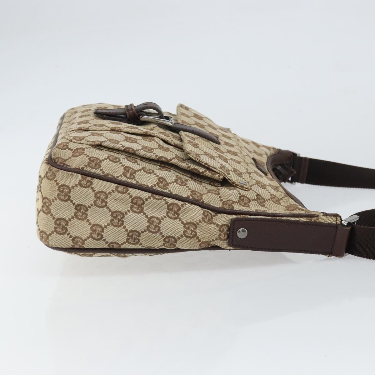 Gucci Vintage Shoulder Bag Gg Canvas And Leather Beige Canvas Shoulder Bag Bag (Authentic Pre-Loved)
