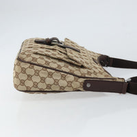 Gucci Vintage Shoulder Bag Gg Canvas And Leather Beige Canvas Shoulder Bag Bag (Authentic Pre-Loved)