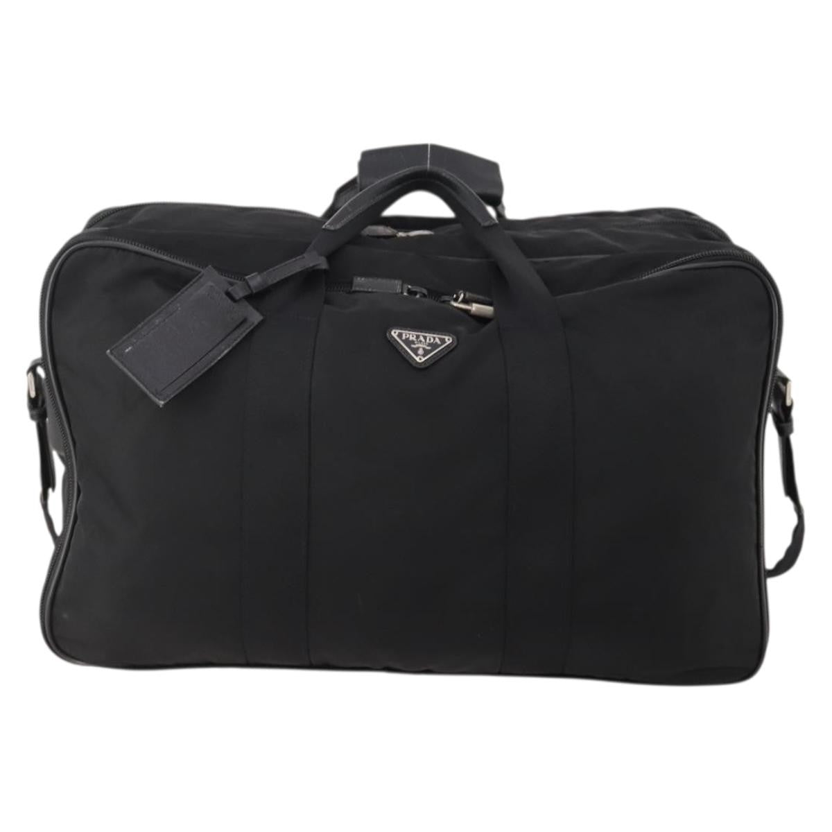 Prada Vintage Boston Bag Nylon Black Nylon Travel Bag Bag (Authentic Pre-Loved)