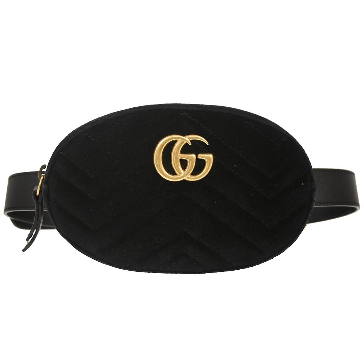 Gucci Gg Marmont Belt Bag Matelasse Velvet Black Velvet Clutche & Pouche Bag (Authentic Pre-Loved)
