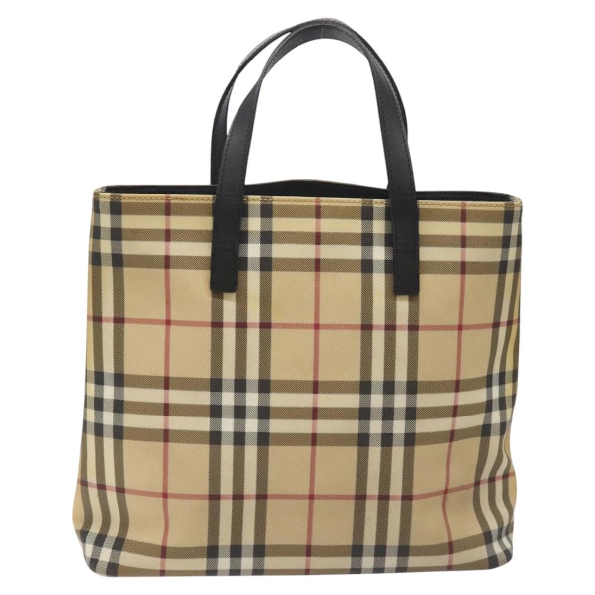 Burberry Nova Check Tote Canvas Check Pattern Beige Canvas Tote Bag Bag (Authentic Pre-Loved)