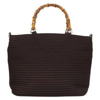 Gucci Vintage Bamboo Handle Tote Nylon Brown Synthetic Bag (Authentic Pre-Loved)