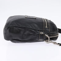 Gucci Front Zip Messenger Leather Black Leather Shoulder Bag Bag (Pre-Loved)