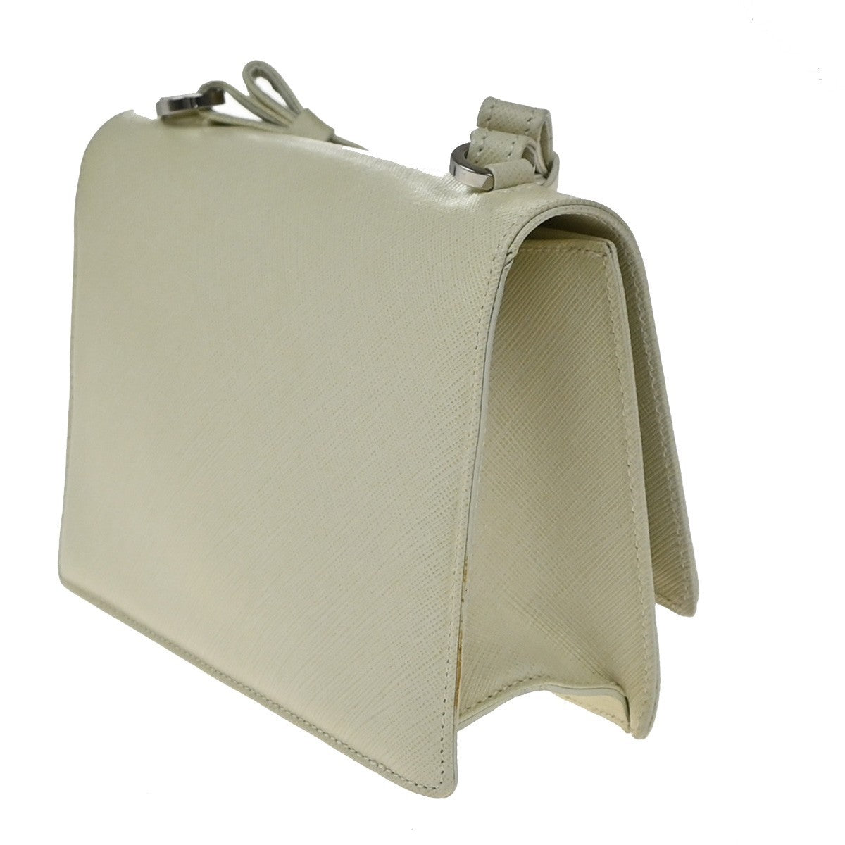 Salvatore Ferragamo Gancini Shoulder Bag Leather White Leather Shoulder Bag Bag (Authentic Pre-Loved)