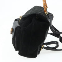 Gucci Vintage Bamboo Backpack Suede Black Suede Backpack Bag (Authentic Pre-Loved)