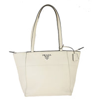 Prada Vintage Tote Leather White Leather Tote Bag Bag (Authentic Pre-Loved)