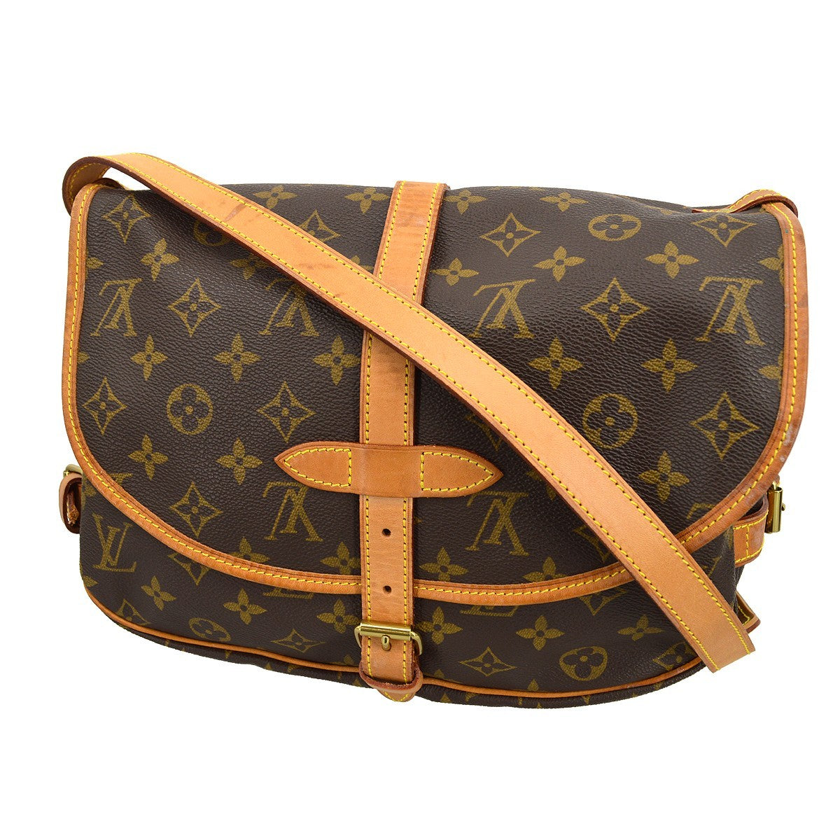 Louis Vuitton Louis Vuitton Saumur Handbag Monogram Canvas Brown Canvas Shoulder Bag Bag (Authentic Pre-Loved)