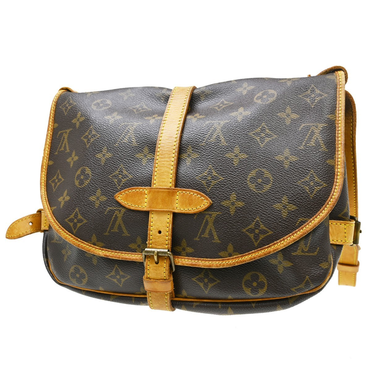 Louis Vuitton Louis Vuitton Saumur Handbag Monogram Canvas Brown Canvas Shoulder Bag Bag (Authentic Pre-Loved)