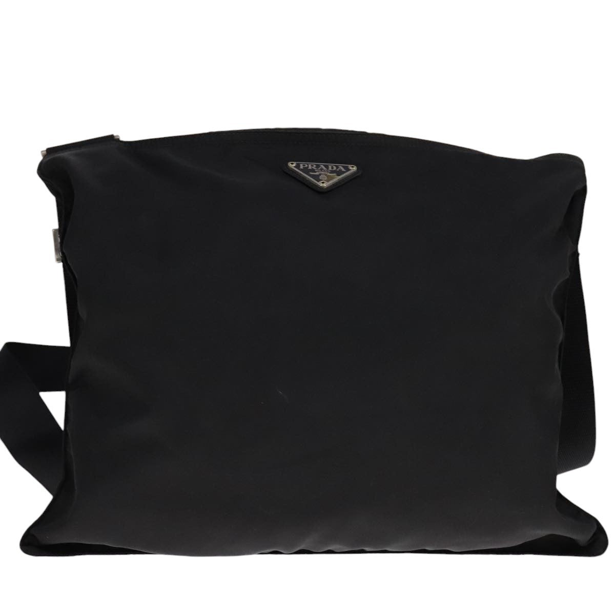 Prada Flat Messenger Bag Tessuto Black Nylon Shoulder Bag Bag (Authentic Pre-Loved)