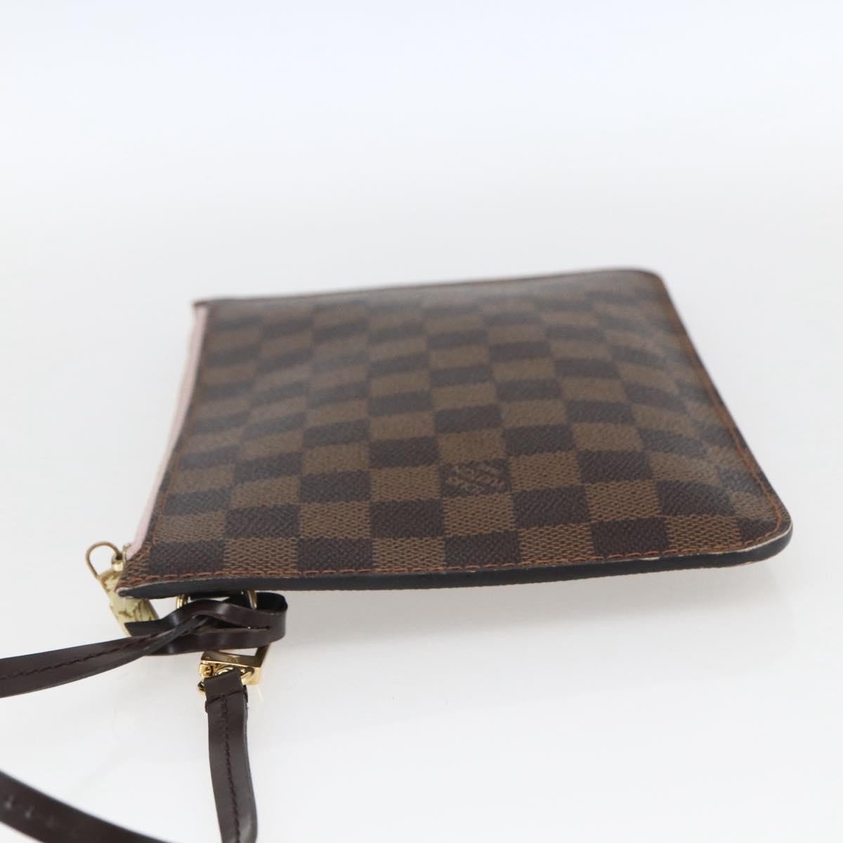 Louis Vuitton Neverfull Pochette Damier Brown Canvas Clutche & Pouche Bag (Pre-Loved)