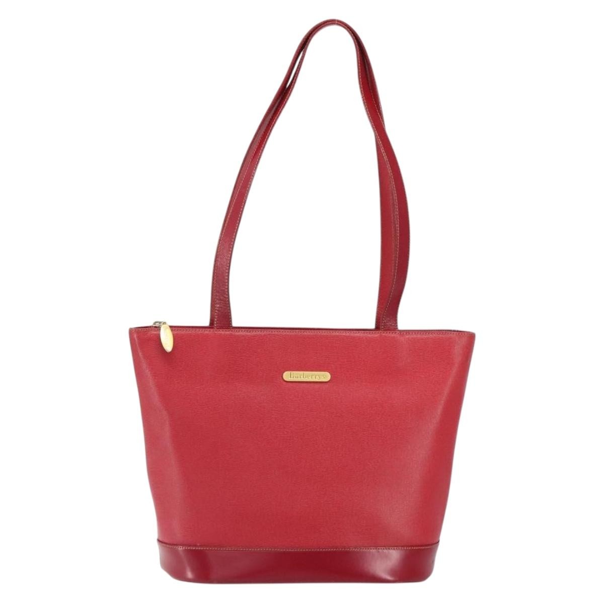 Burberry Vintage Tote Bag Leather Red Leather Tote Bag Bag (Authentic Pre-Loved)