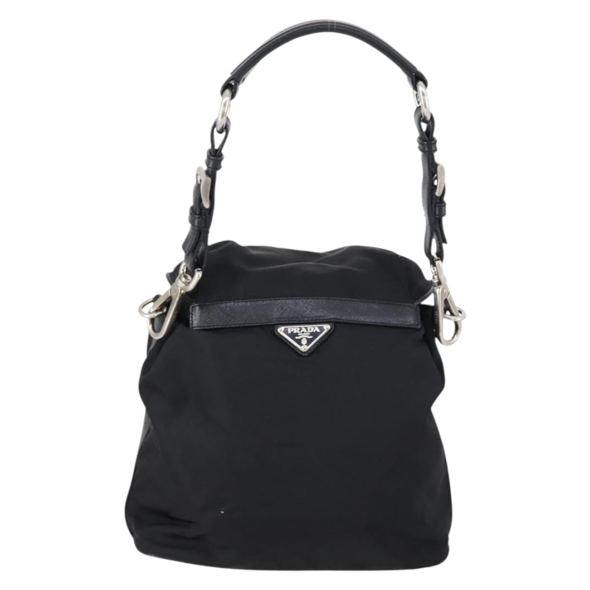 Prada Double Pocket Shoulder Bag Tessuto Black Nylon Shoulder Bag Bag (Authentic Pre-Loved)