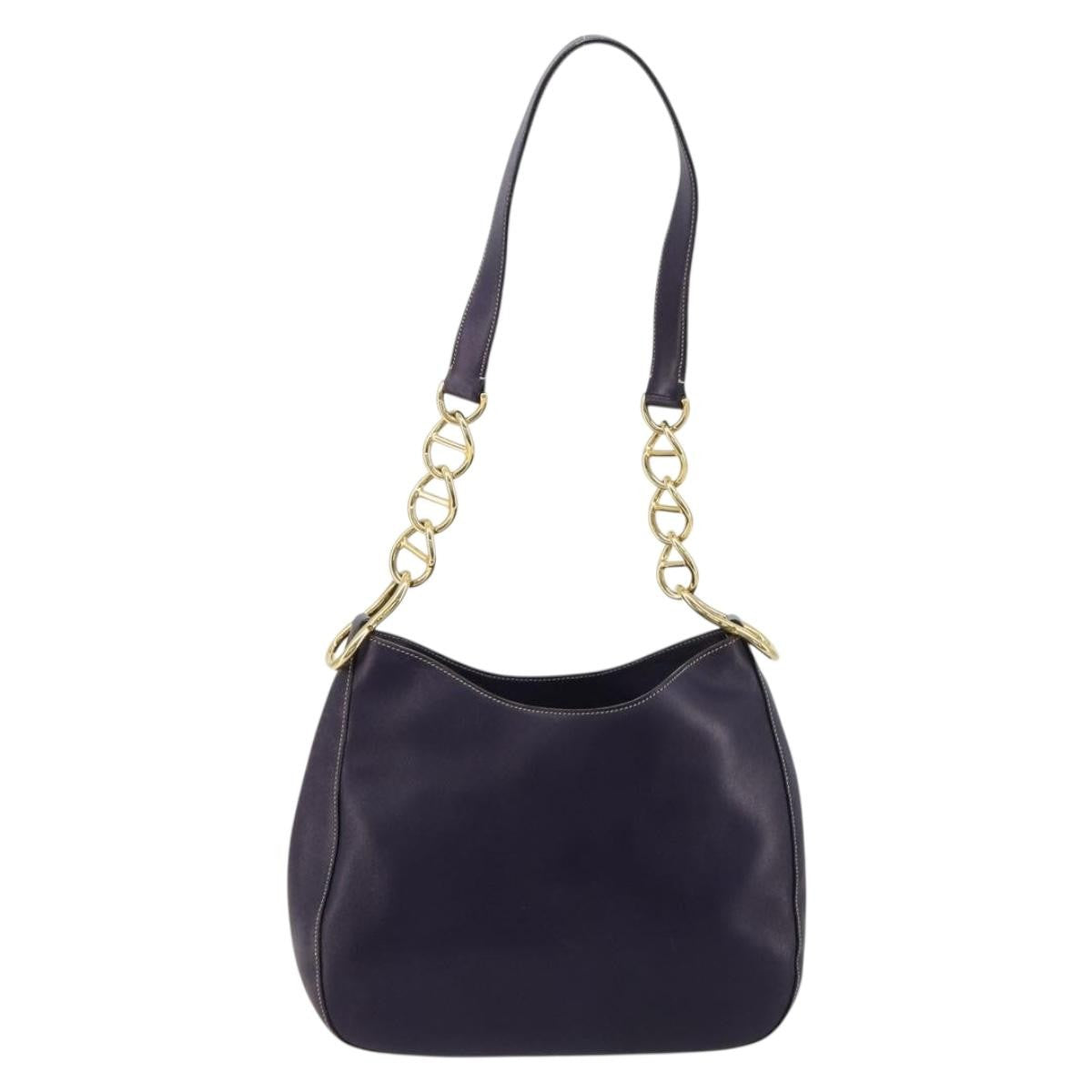 Prada Chain Shoulder Bag Leather Purple Leather Handbag (Authentic Pre-Loved)