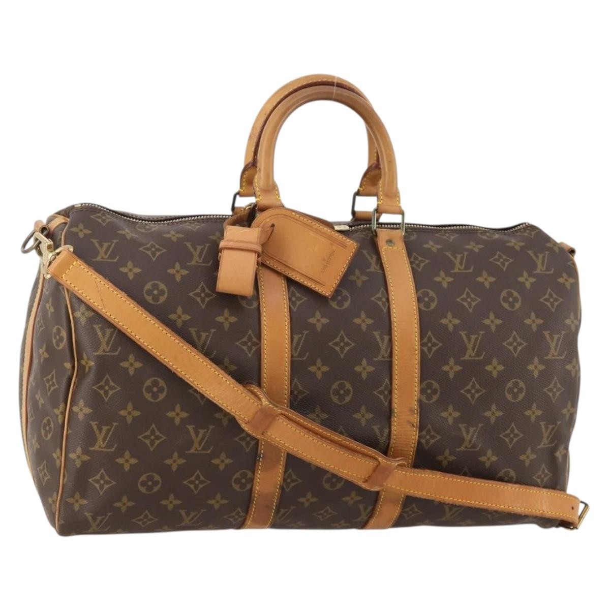 Louis Vuitton Keepall Bandouliere Bag Monogram Canvas Brown Canvas Travel Bag Bag (Authentic Pre-Loved)