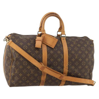 Louis Vuitton Keepall Bandouliere Bag Monogram Canvas Brown Canvas Travel Bag Bag (Authentic Pre-Loved)