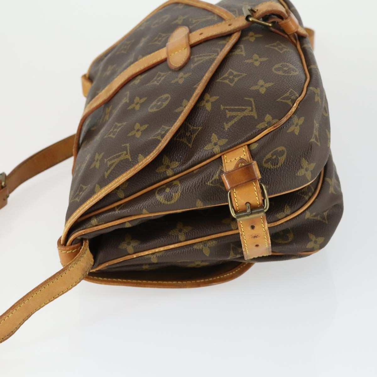 Louis Vuitton Saumur Handbag Monogram Canvas Brown Canvas Shoulder Bag Bag (Pre-Loved)