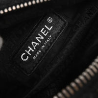 Chanel Vintage Zip Bowler Bag Printed Jacquard Black Cotton Shoulder Bag Bag (Pre-Loved)