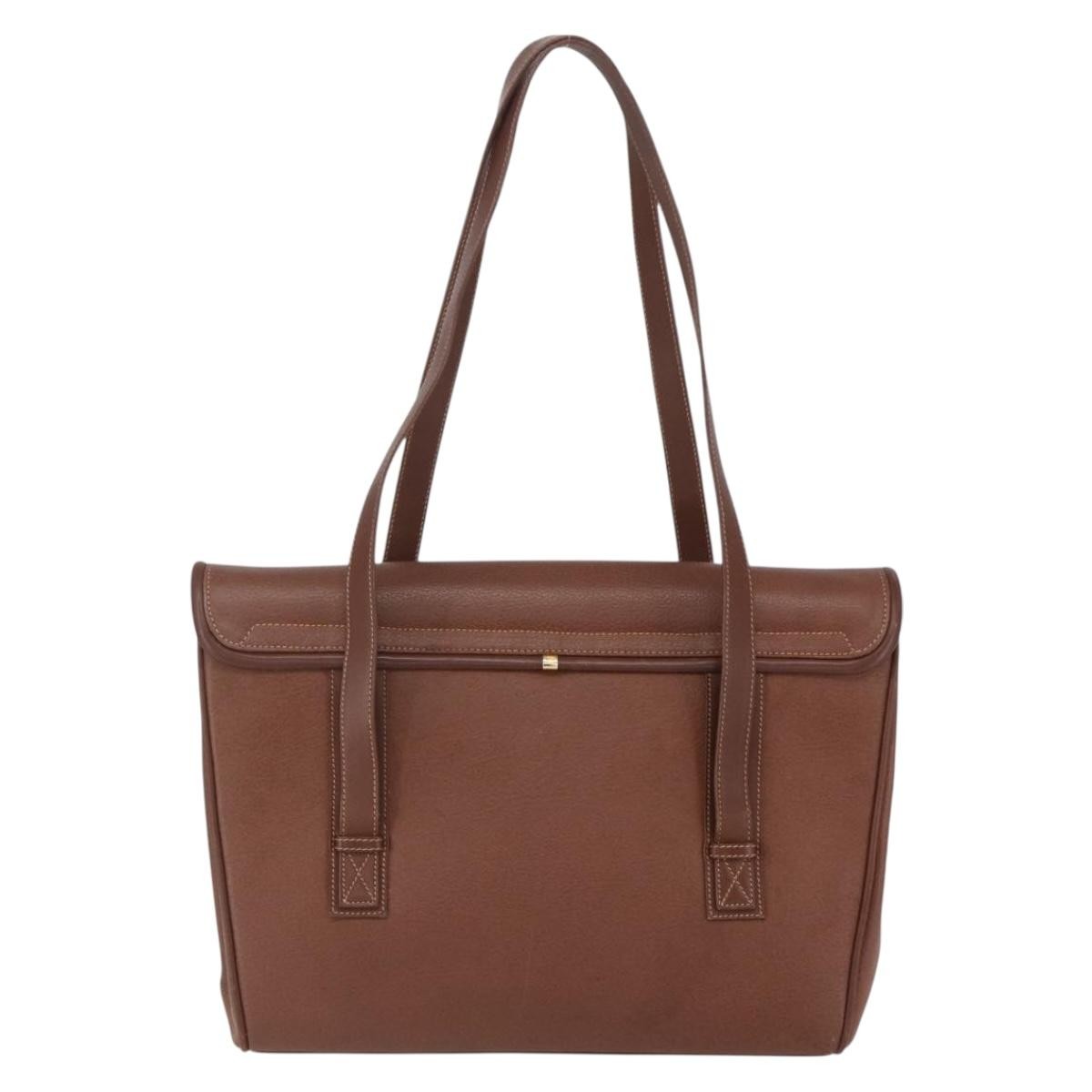 Gucci Vintage Tote Leather Brown Leather Tote Bag Bag (Authentic Pre-Loved)