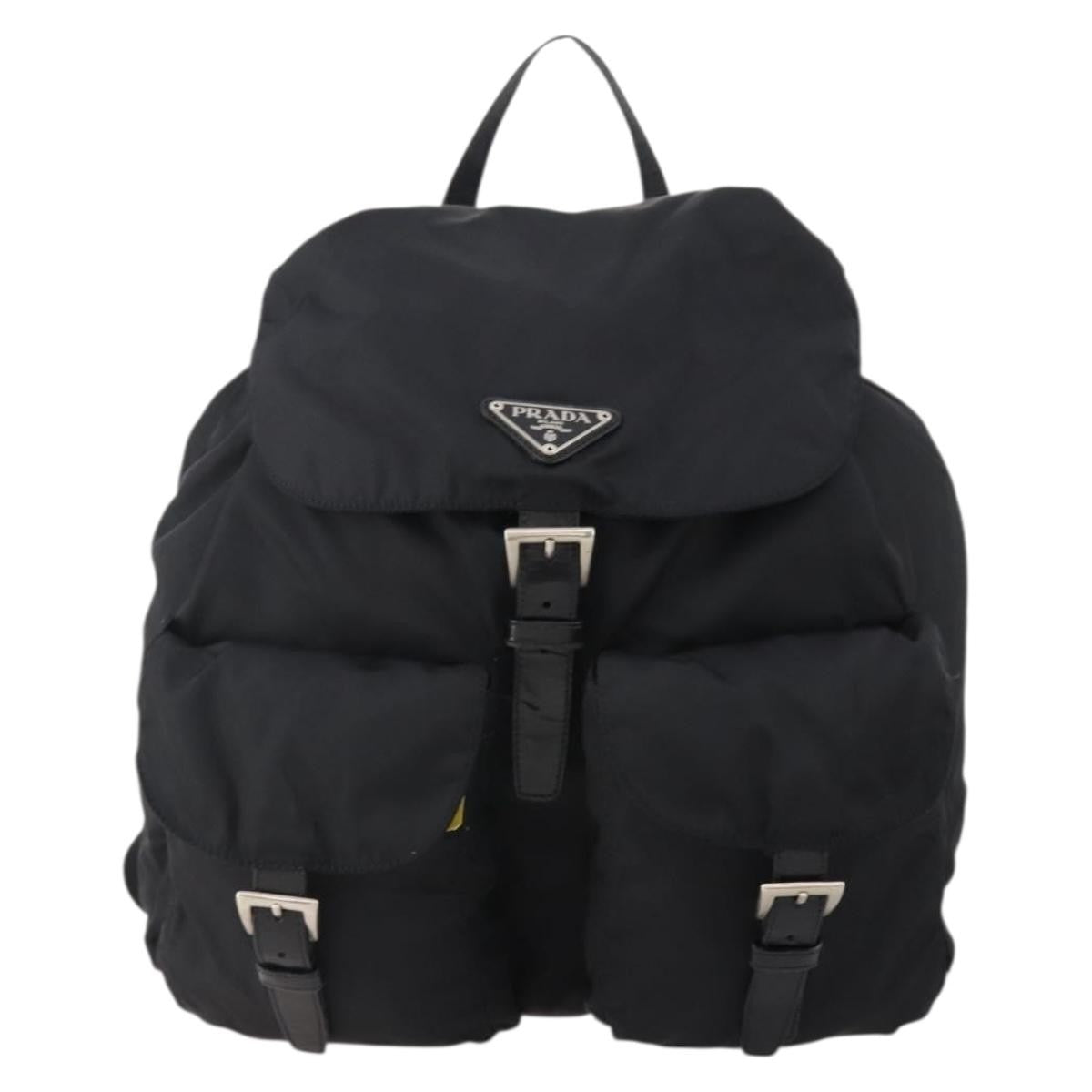 Prada Double Front Pocket Backpack Tessuto Black Nylon Backpack Bag (Authentic Pre-Loved)