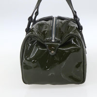 Salvatore Ferragamo Vintage Handbag Patent Leather Khaki Patent_Leather Handbag (Authentic Pre-Loved)