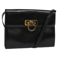 Salvatore Ferragamo Gancini Shoulder Bag Leather Black Leather Shoulder Bag Bag (Authentic Pre-Loved)