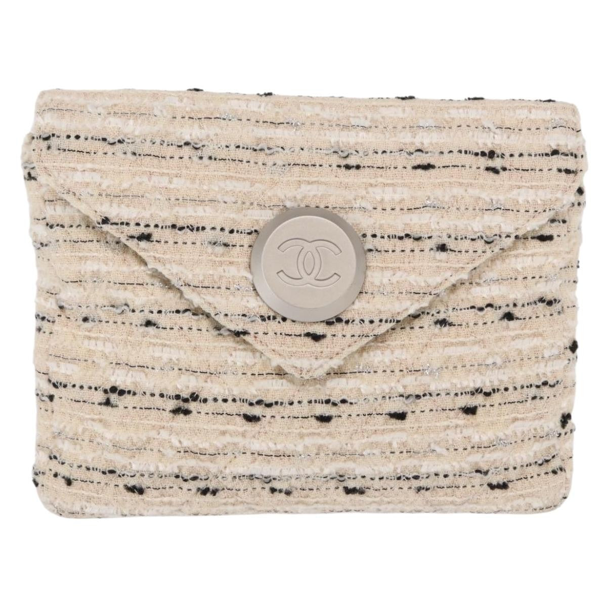 Chanel Vintage Envelope Chain Clutch Tweed White Tweed Clutche & Pouche Bag (Authentic Pre-Loved)