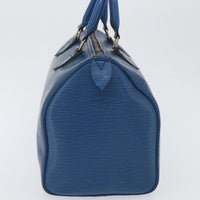 Louis Vuitton Speedy Handbag Epi Leather Blue Leather Handbag (Authentic Pre-Loved)