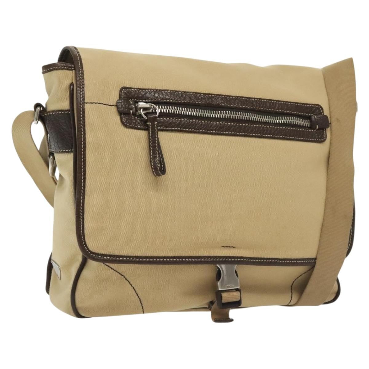 Prada Vintage Shoulder Bag Canvas Beige Canvas Shoulder Bag Bag (Authentic Pre-Loved)