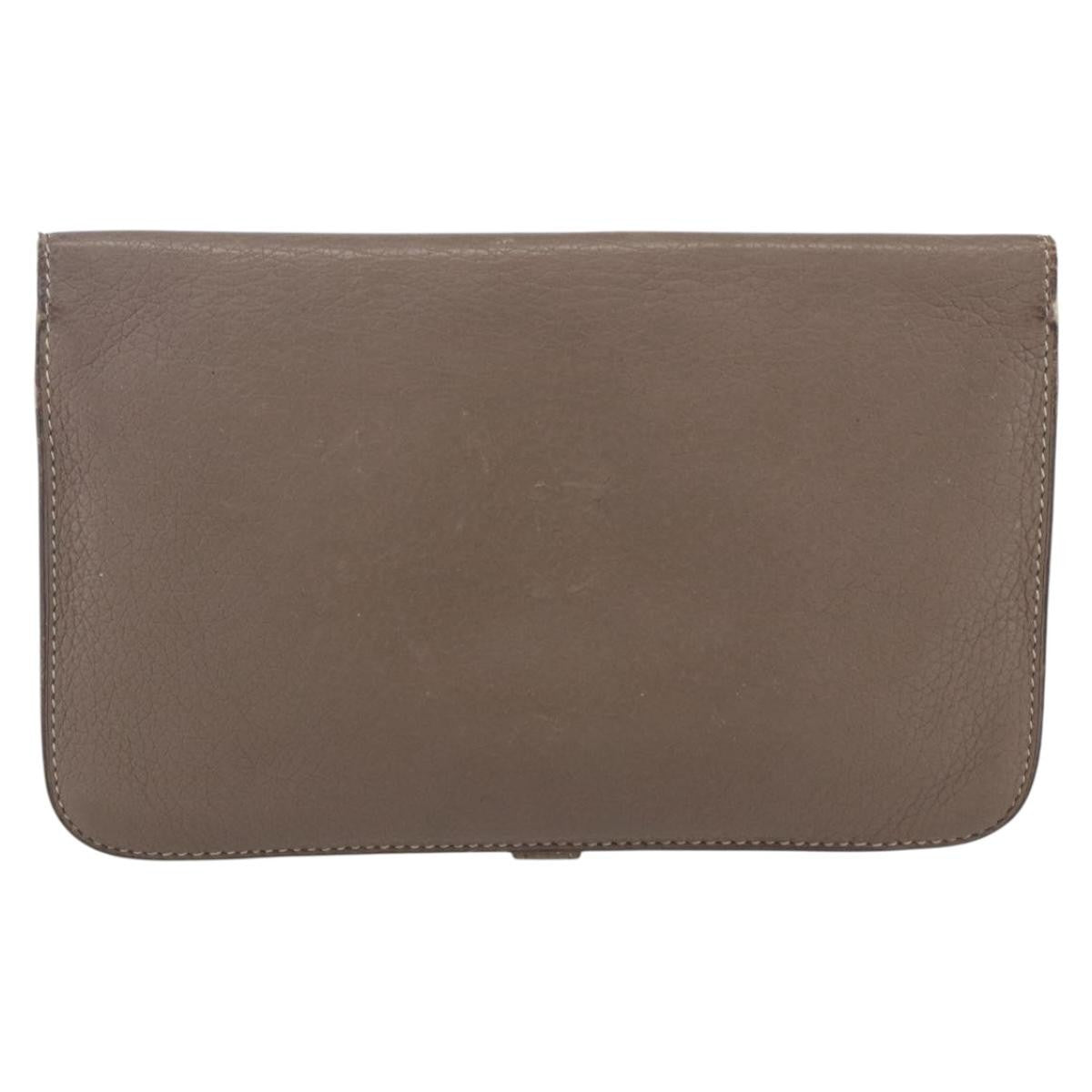 Hermes Dogon Duo Combined Wallet Leather Gray Leather Wallets Accessory (Authentic Pre-Loved)