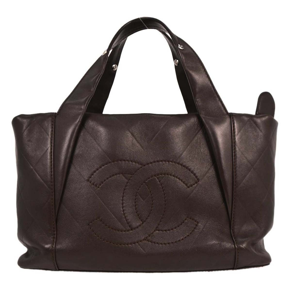 Chanel All Day Long Tote Chevron Leather Brown Leather Tote Bag Bag (Authentic Pre-Loved)