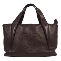 Chanel All Day Long Tote Chevron Leather Brown Leather Tote Bag Bag (Authentic Pre-Loved)