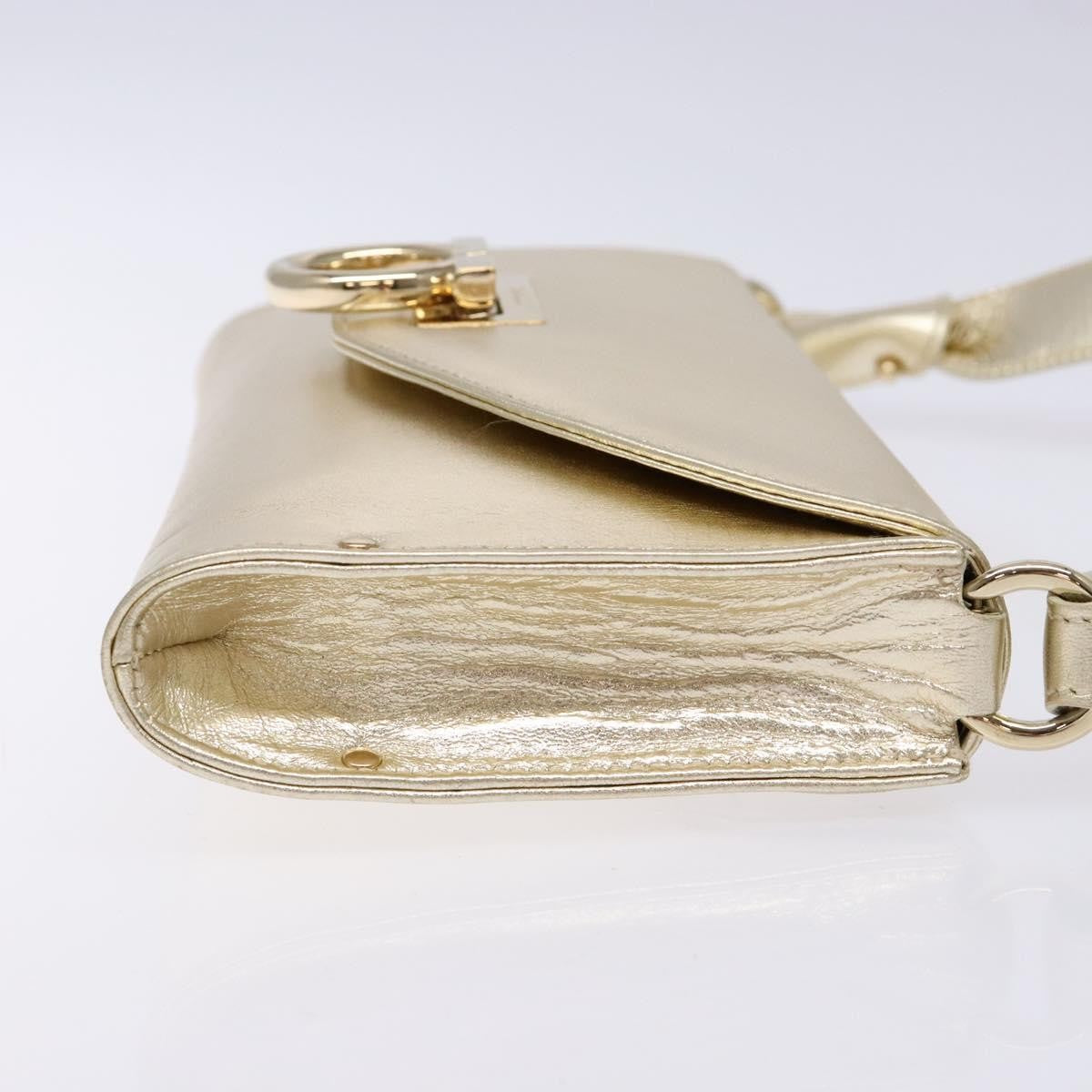 Salvatore Ferragamo Gancini Shoulder Bag Leather Gold Leather Shoulder Bag Bag (Authentic Pre-Loved)