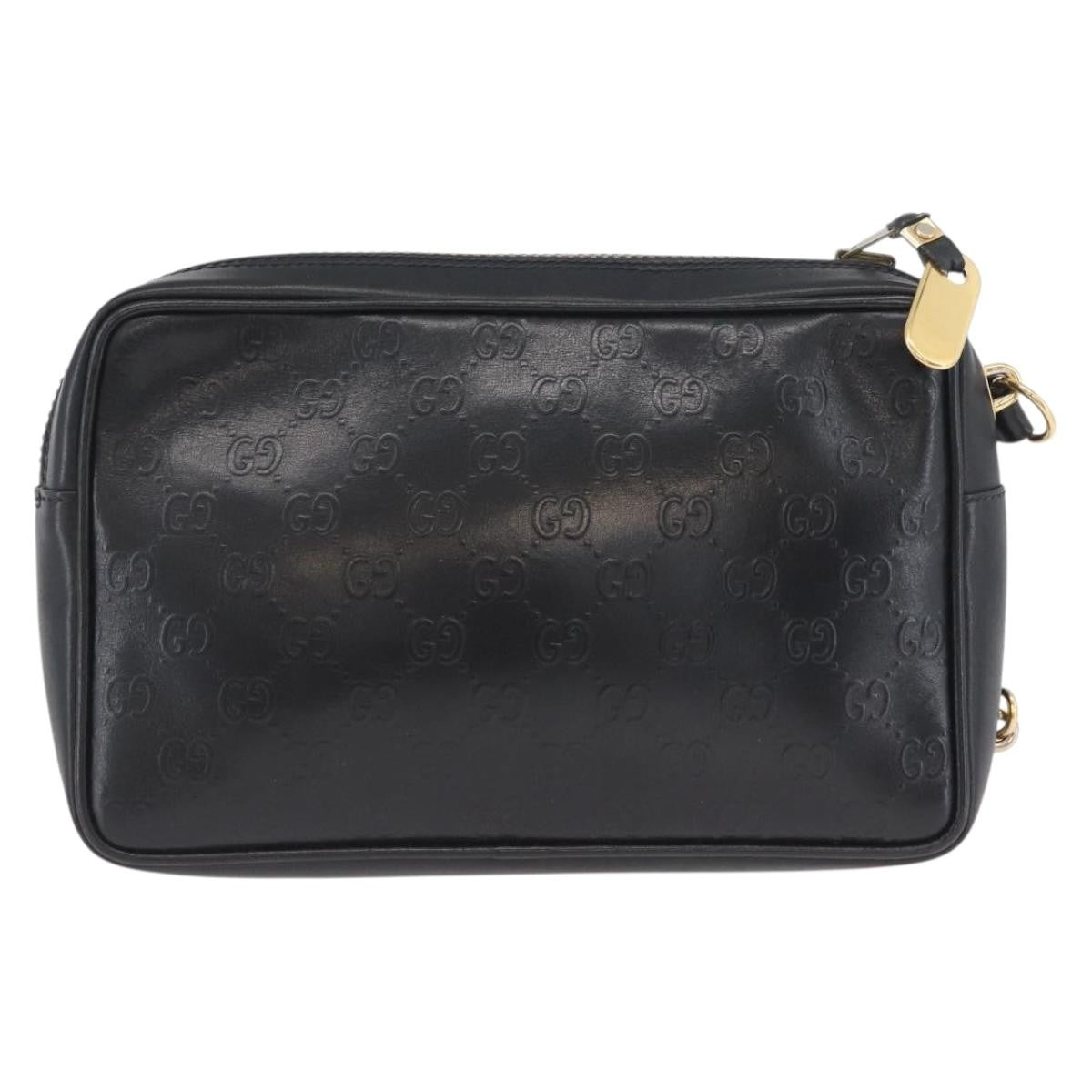Gucci Vintage Clutch Bag Leather Black Leather Clutche & Pouche Bag (Authentic Pre-Loved)