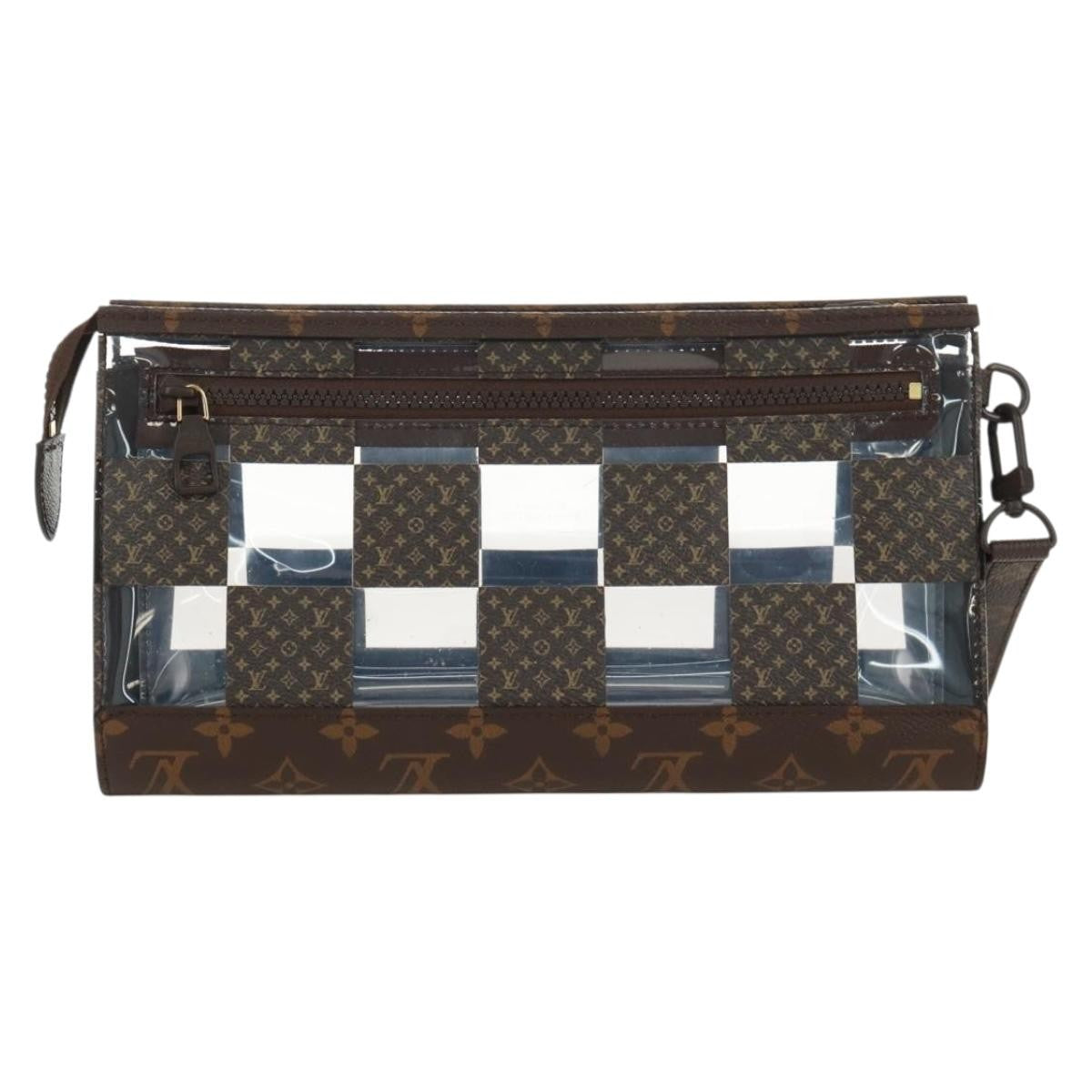 Louis Vuitton Standing Pouch Monogram Chess Coated Canvas And Pvc Brown Canvas Clutche & Pouche Bag (Authentic Pre-Loved)